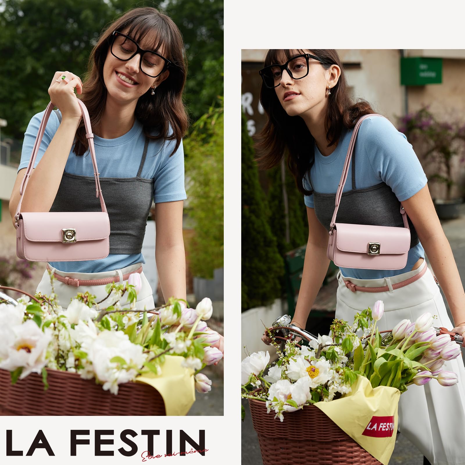 LAFESTIN Leather Shoulder Bag for Women with Adjustable Strap Crossbody bag Ladies Purses Fashion Designer Handbags