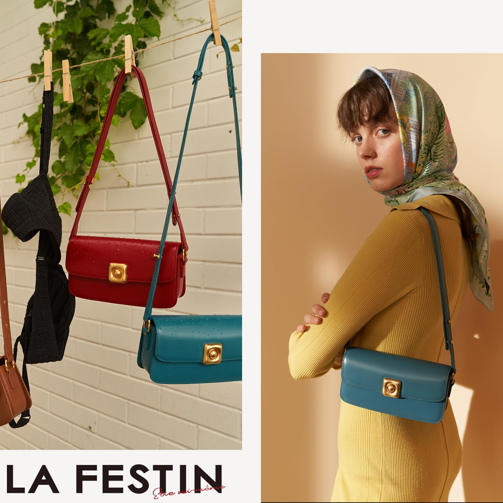 LAFESTIN Leather Shoulder Bag for Women with Adjustable Strap Crossbody bag Ladies Purses Fashion Designer Handbags