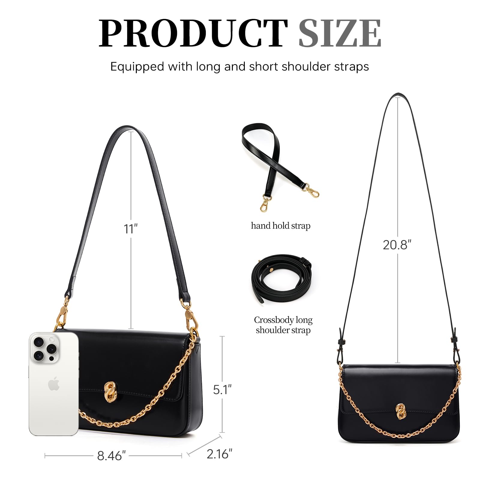 LA FESTIN Shoulder Bag Women's Leather Bag with Chain Fashion Design Cross body Bags Lady Handbag Wallet