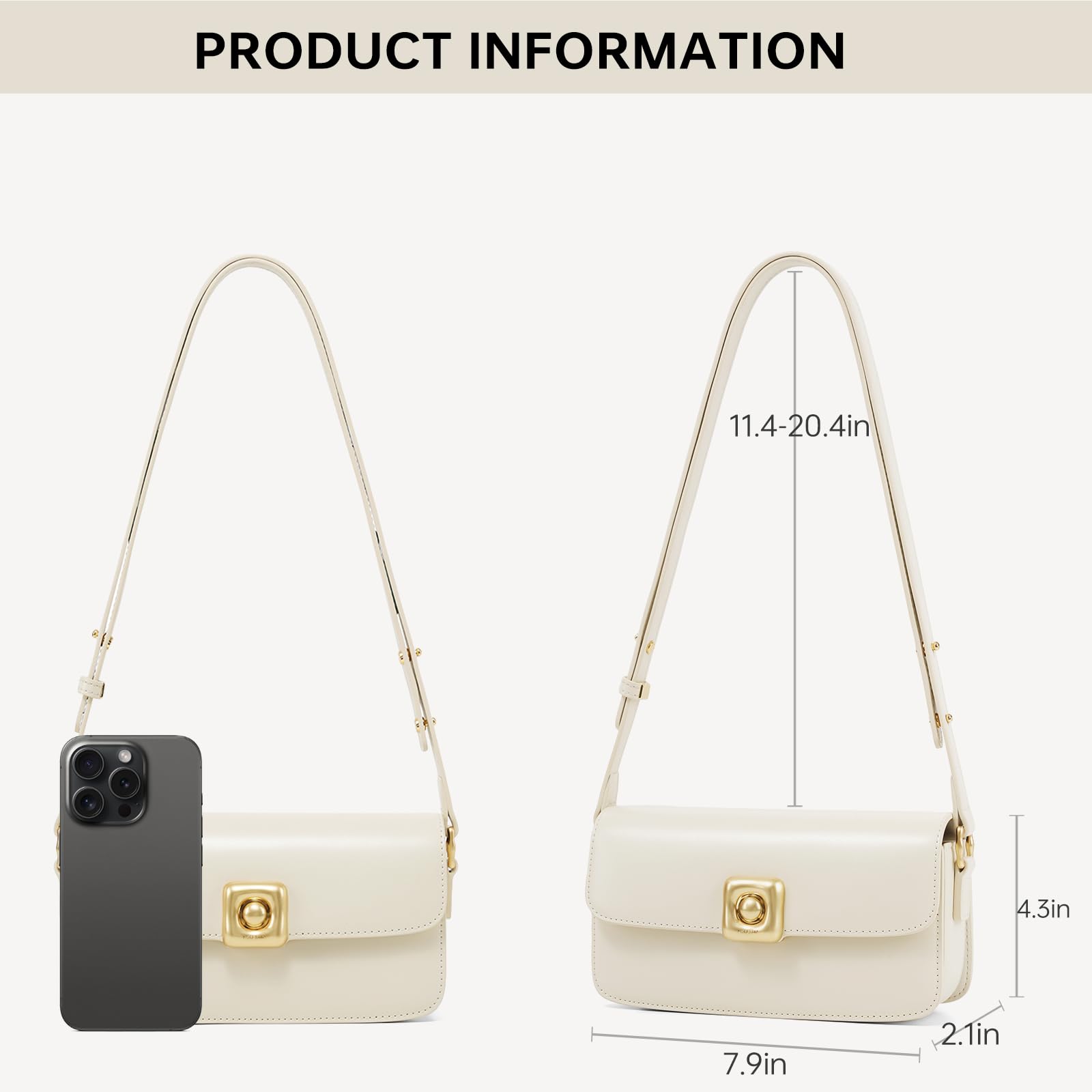 LAFESTIN Leather Shoulder Bag for Women with Adjustable Strap Crossbody bag Ladies Purses Fashion Designer Handbags