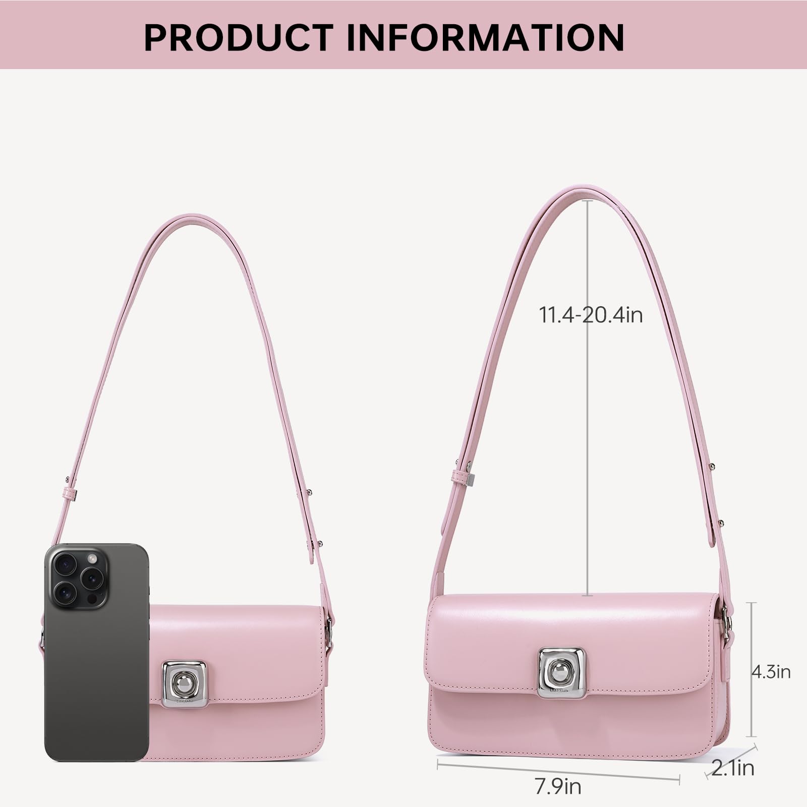 LAFESTIN Leather Shoulder Bag for Women with Adjustable Strap Crossbody bag Ladies Purses Fashion Designer Handbags