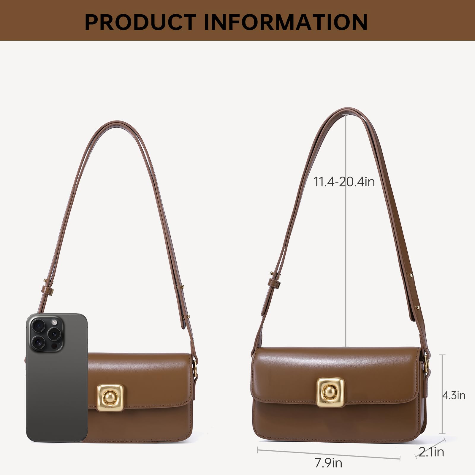 LAFESTIN Leather Shoulder Bag for Women with Adjustable Strap Crossbody bag Ladies Purses Fashion Designer Handbags