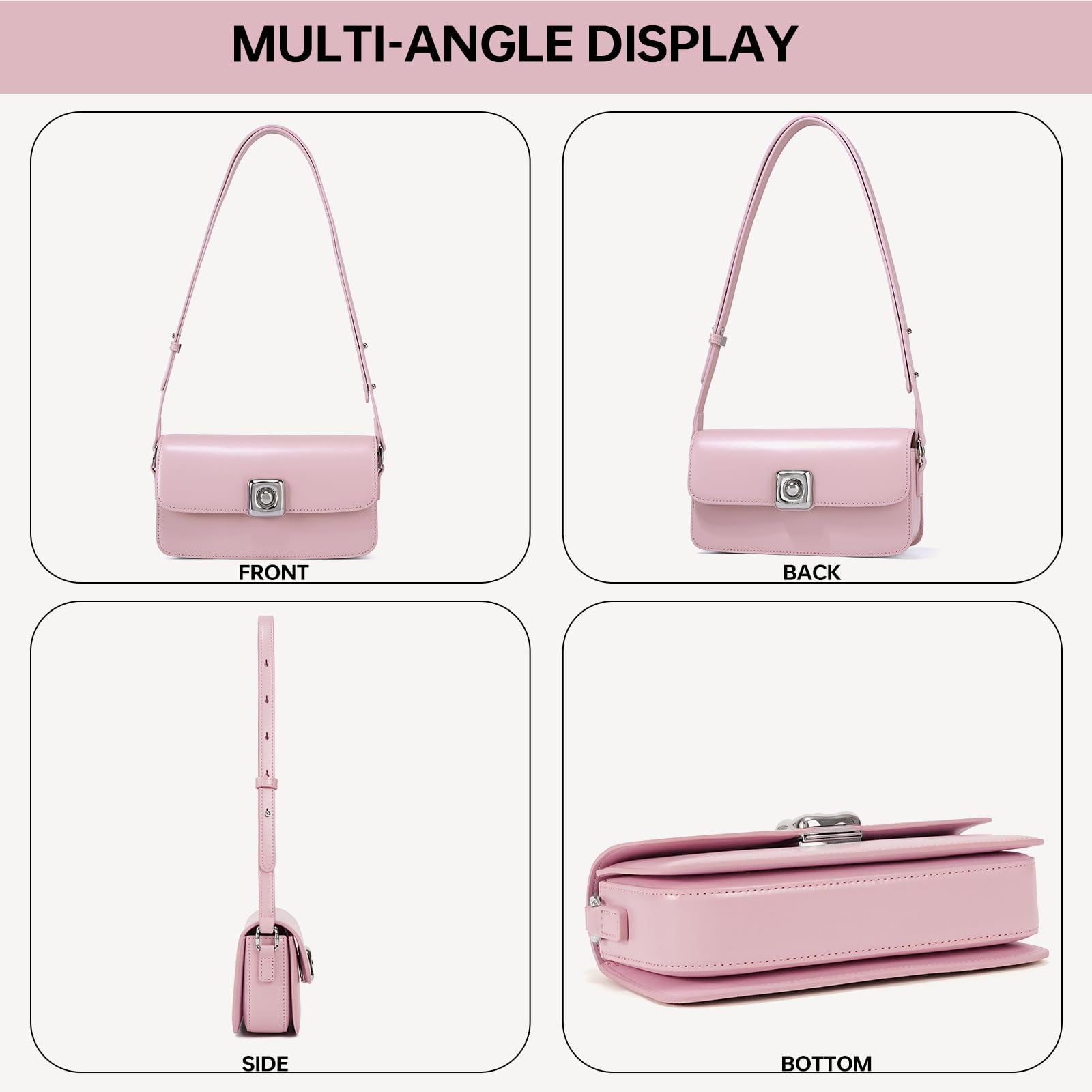 LAFESTIN Leather Shoulder Bag for Women with Adjustable Strap Crossbody bag Ladies Purses Fashion Designer Handbags