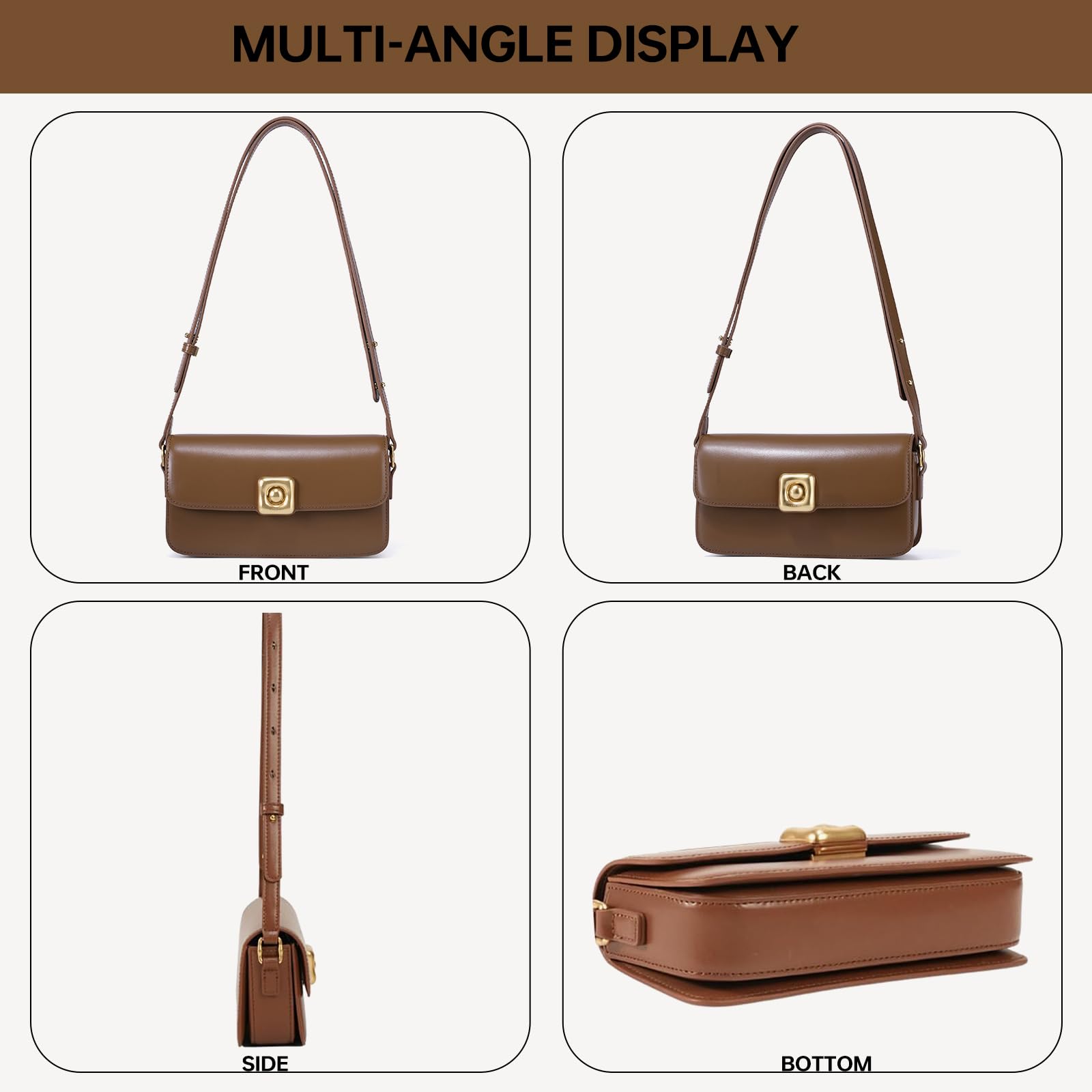 LAFESTIN Leather Shoulder Bag for Women with Adjustable Strap Crossbody bag Ladies Purses Fashion Designer Handbags