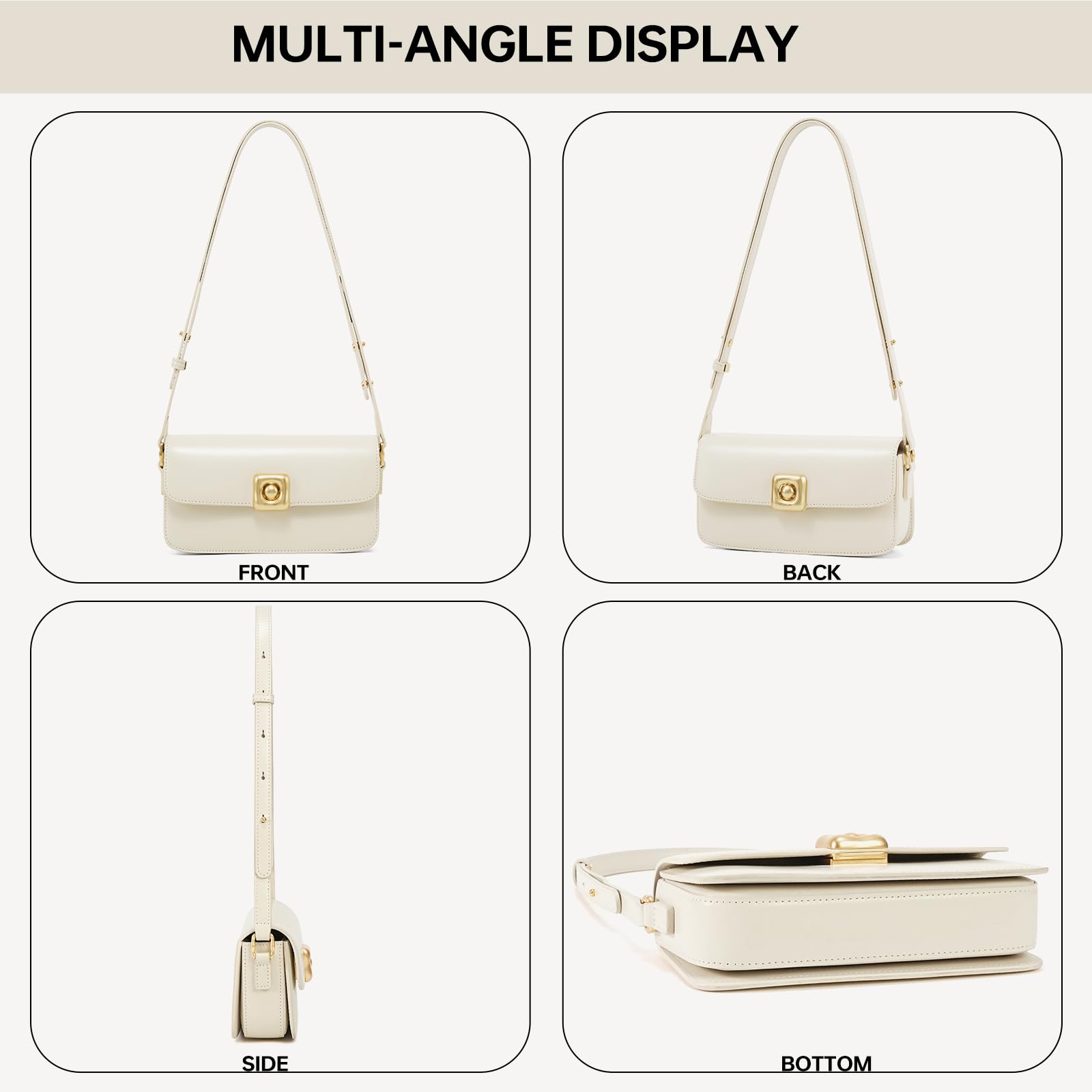 LAFESTIN Leather Shoulder Bag for Women with Adjustable Strap Crossbody bag Ladies Purses Fashion Designer Handbags