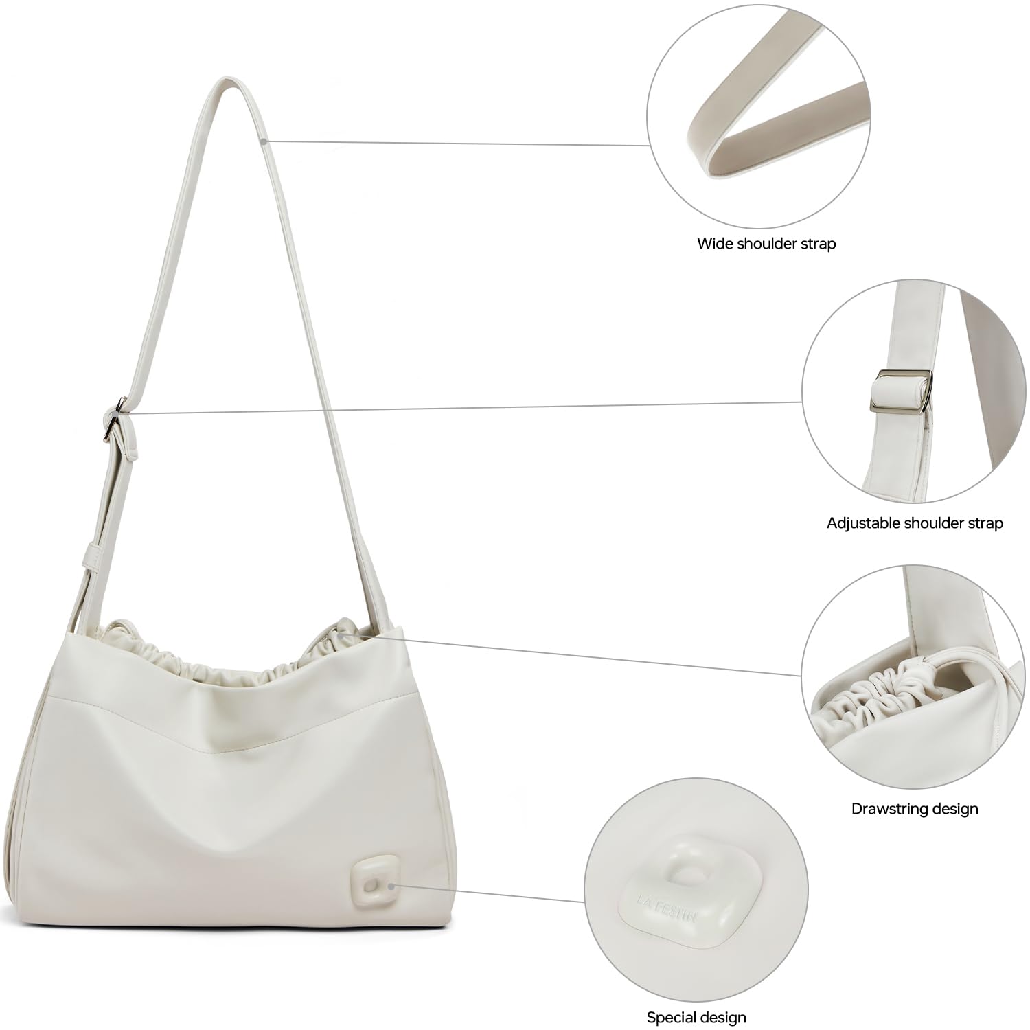LA FESTIN Leather Cross body Hobo Bag New Women's bag Fashion Design Tote Bags Large Shoulder Bag