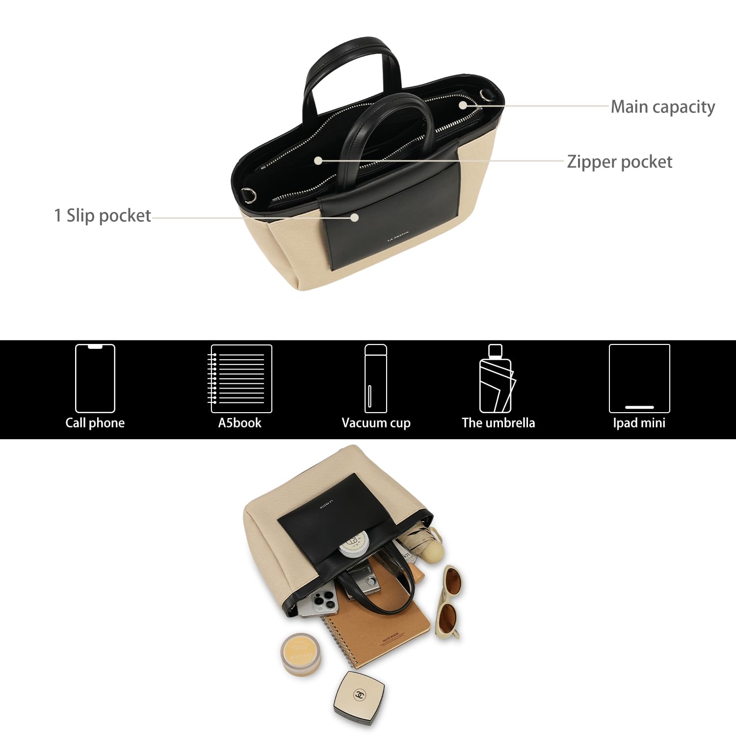 LA FESTIN Leather Handbag for Women New Fashion Design Shoulder Bag Large Capacity Tote Bags