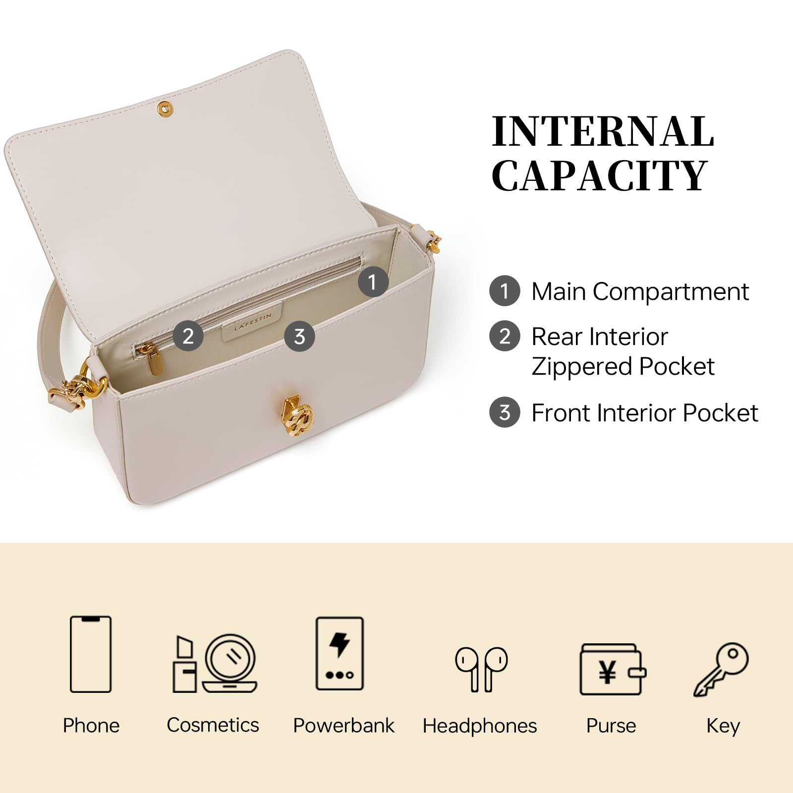 LA FESTIN Shoulder Bag Women's Leather Bag with Chain Fashion Design Cross body Bags Lady Handbag Wallet