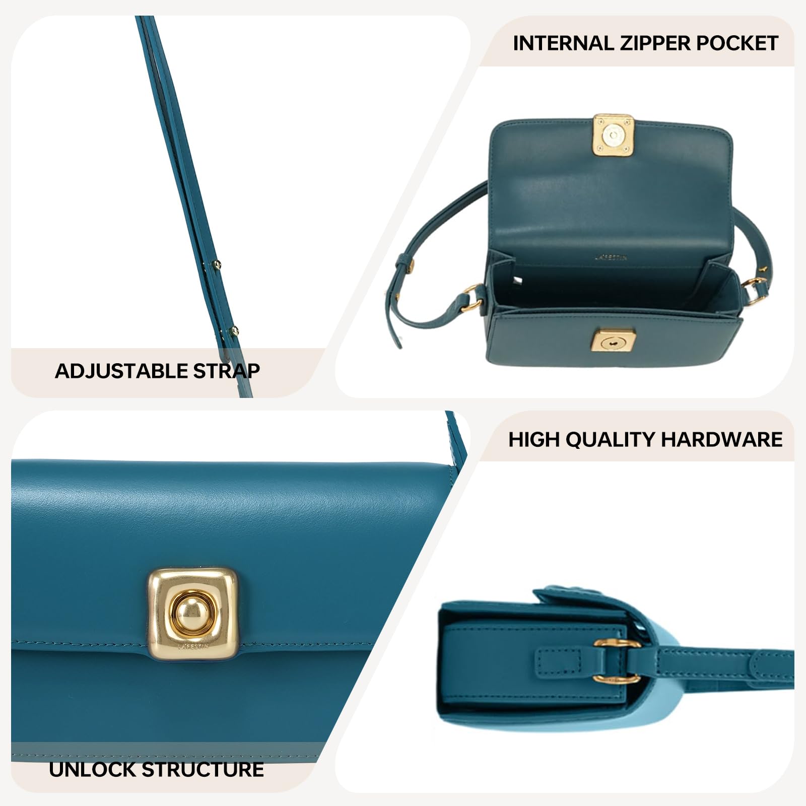 LAFESTIN Leather Shoulder Bag for Women with Adjustable Strap Crossbody bag Ladies Purses Fashion Designer Handbags