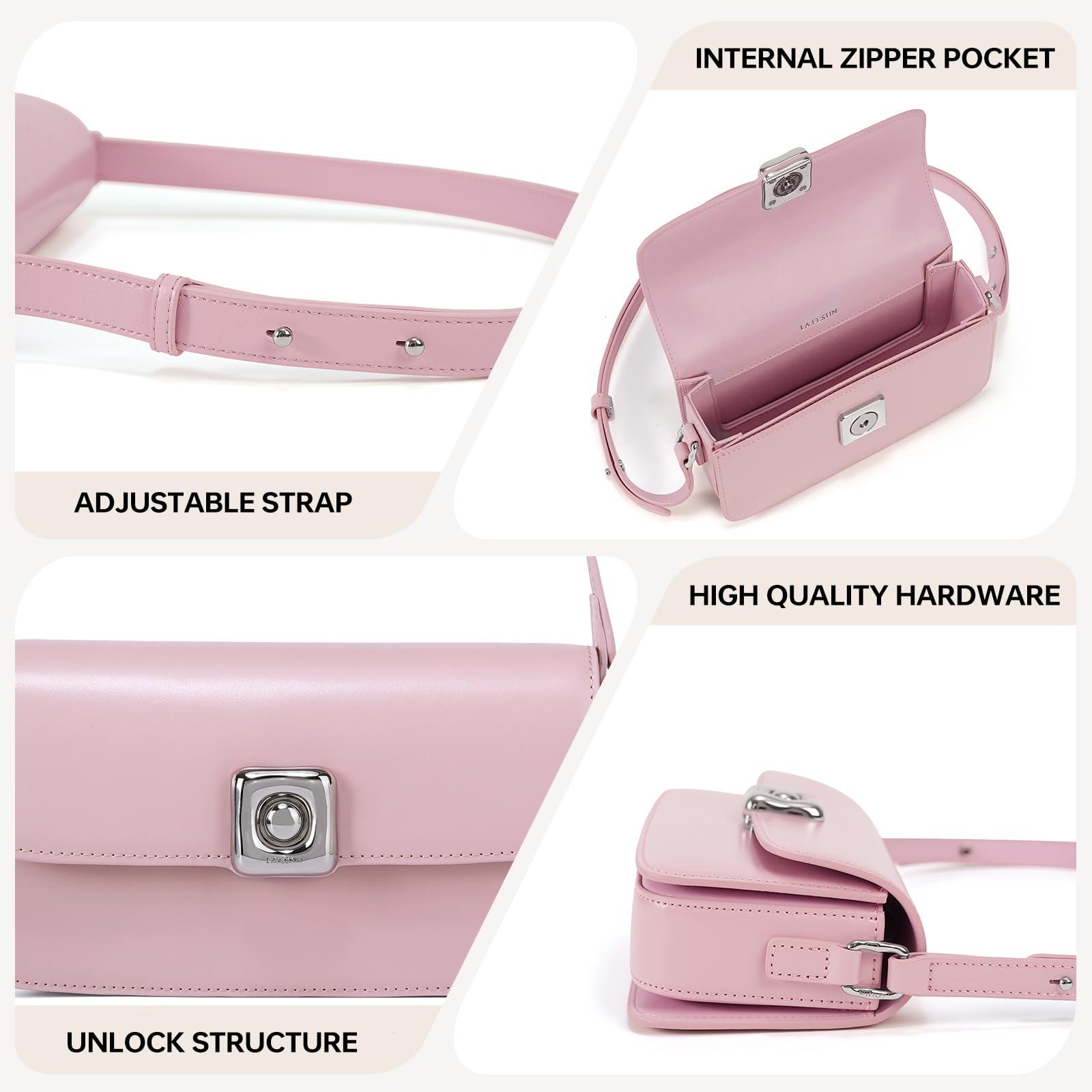 LAFESTIN Leather Shoulder Bag for Women with Adjustable Strap Crossbody bag Ladies Purses Fashion Designer Handbags