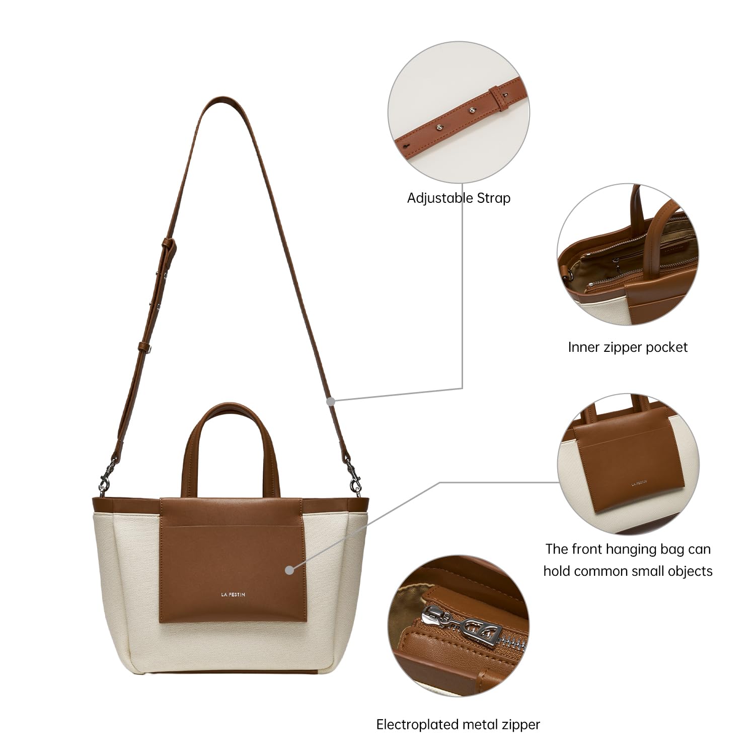 LA FESTIN Leather Handbag for Women New Fashion Design Shoulder Bag Large Capacity Tote Bags