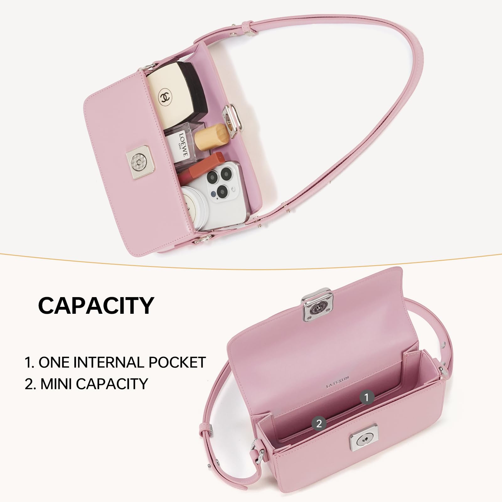 LAFESTIN Leather Shoulder Bag for Women with Adjustable Strap Crossbody bag Ladies Purses Fashion Designer Handbags