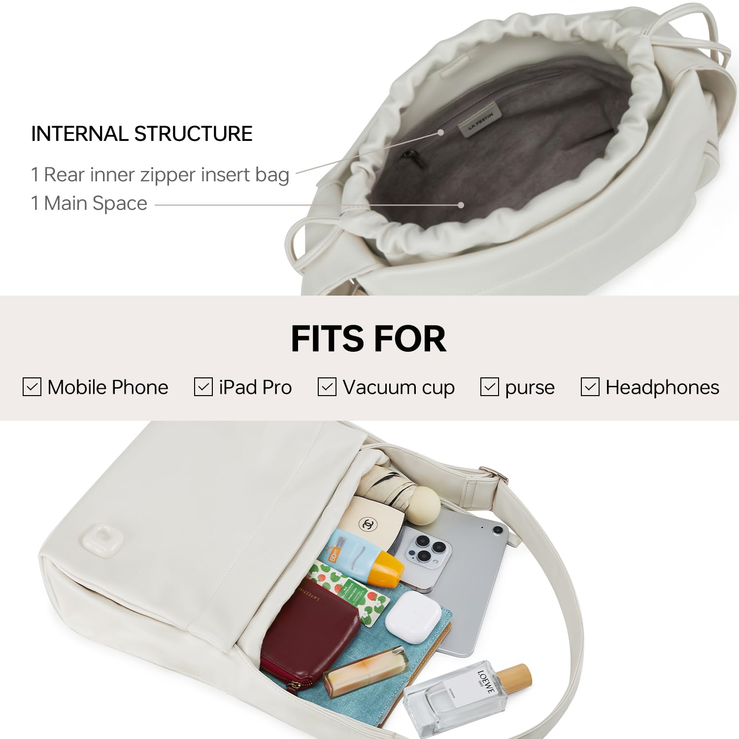 LA FESTIN Leather Cross body Hobo Bag New Women's bag Fashion Design Tote Bags Large Shoulder Bag