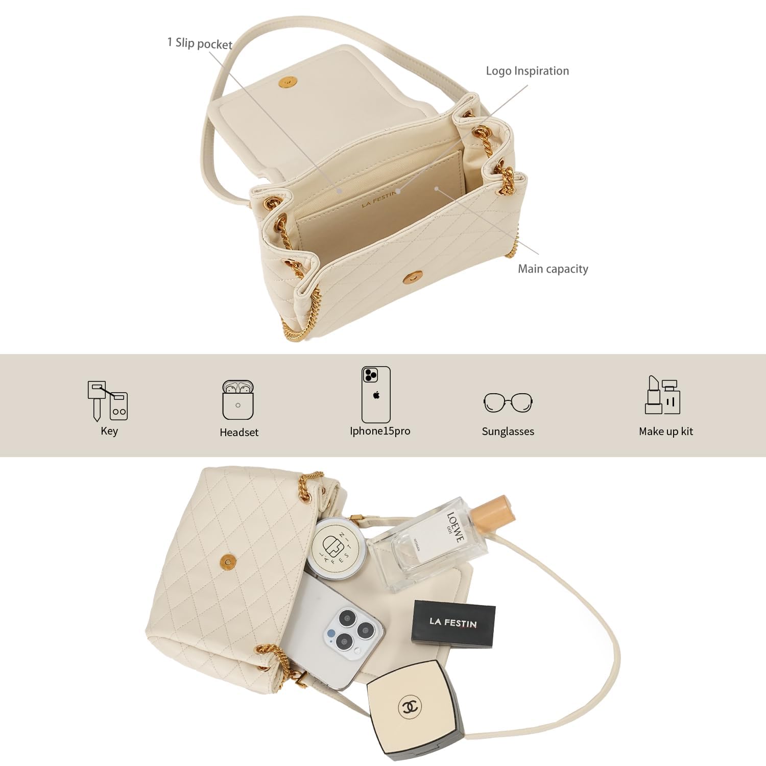 LAFESTIN Women Bag Trendy Shoulder Bag Small Chain Bags Soft Clutch Handbags Cross body Bags