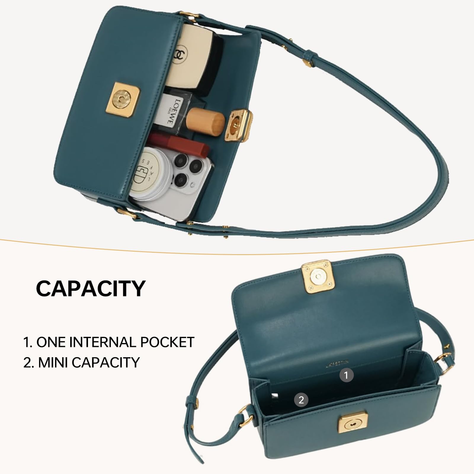 LAFESTIN Leather Shoulder Bag for Women with Adjustable Strap Crossbody bag Ladies Purses Fashion Designer Handbags