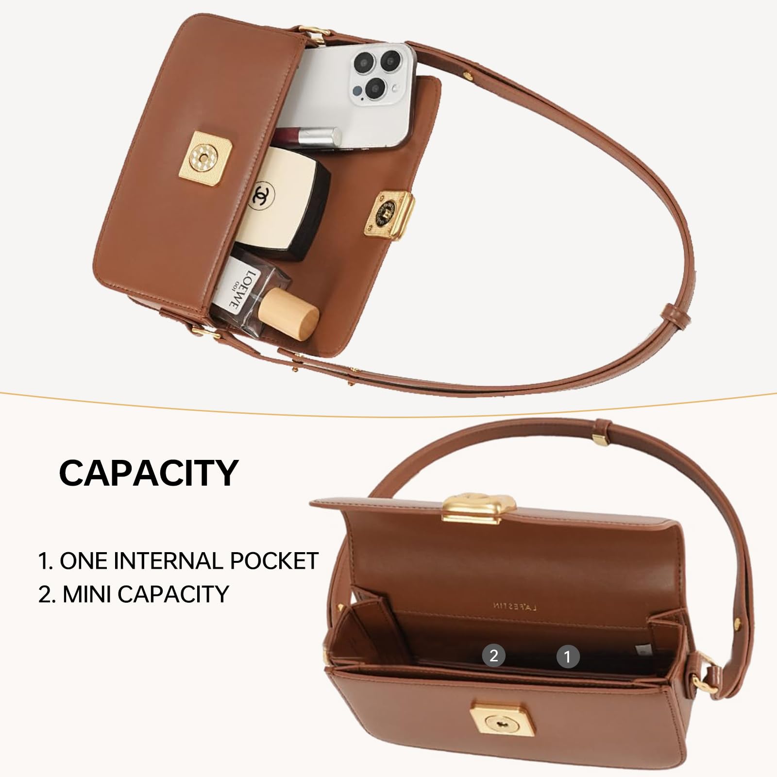 LAFESTIN Leather Shoulder Bag for Women with Adjustable Strap Crossbody bag Ladies Purses Fashion Designer Handbags