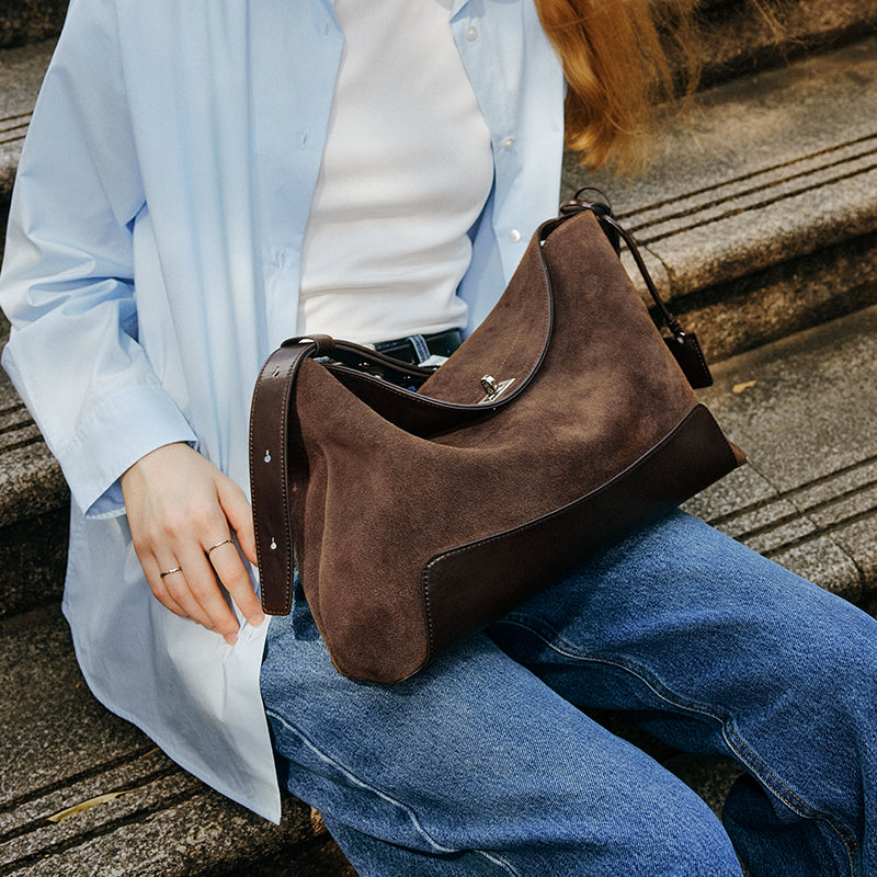 LA FESTIN Shoulder Bag Large Capacity Bag Cross body Tote Bags for women Suede Leather Bag