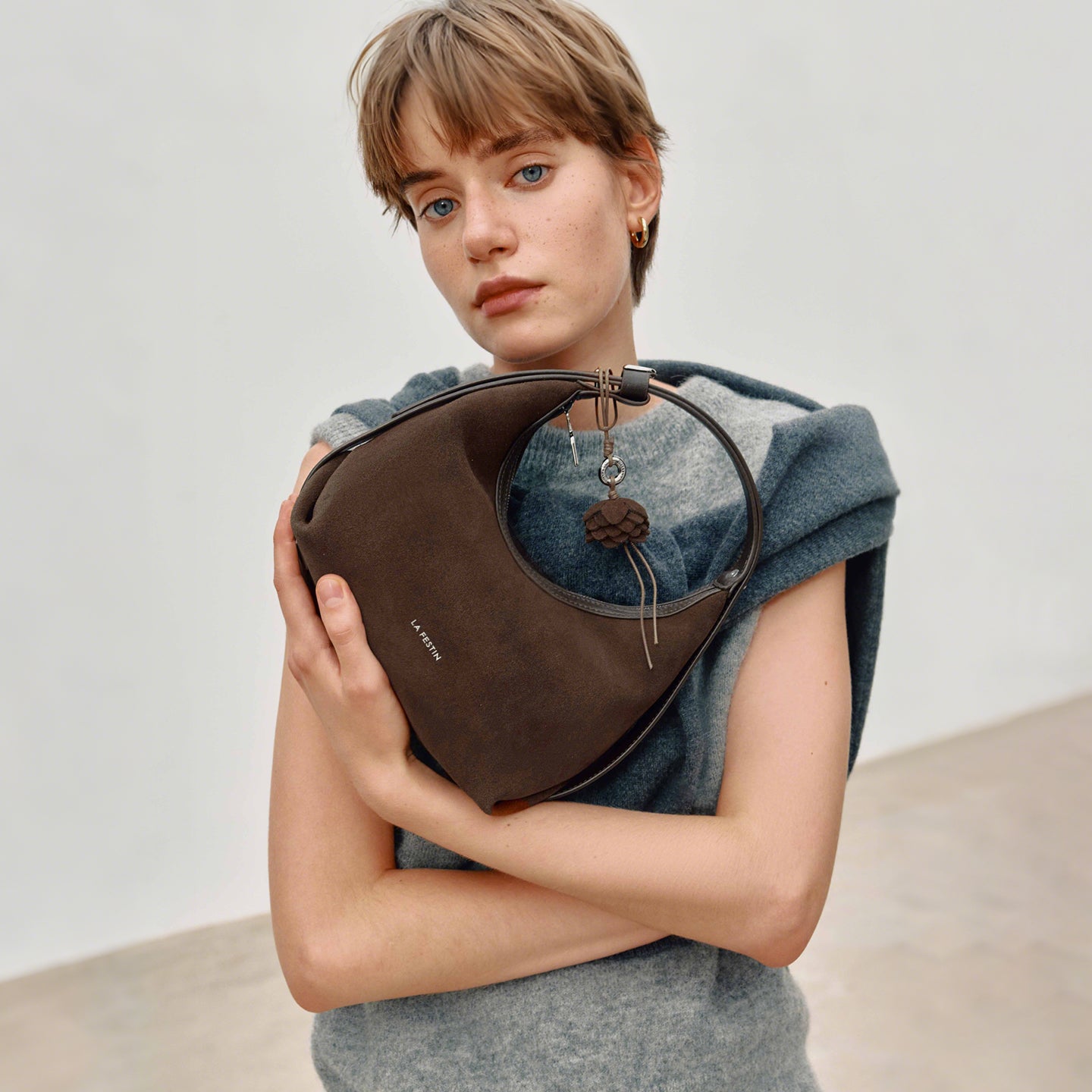 LA FESTIN Original Handbag Women New Shoulder Bags Leather Bag Fashion Half Moon Bag Cross body Bag