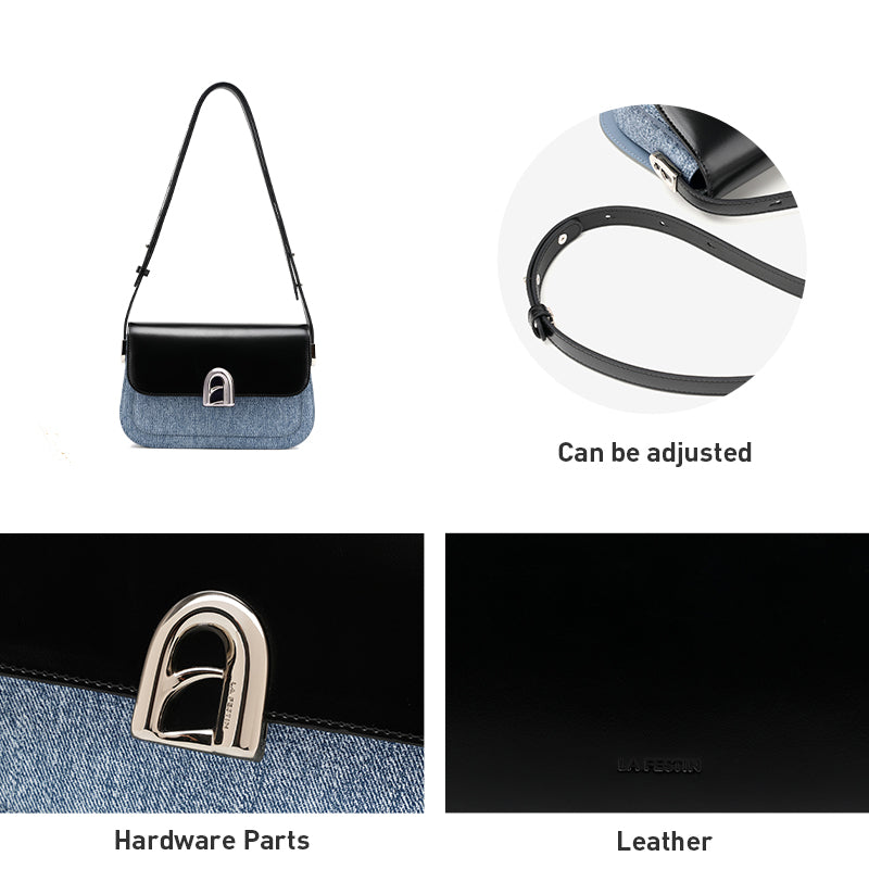 LA FESTIN Women Leather Shoulder Bag with Adjustable Strap Trend Cross body Bags Fashion Handbag