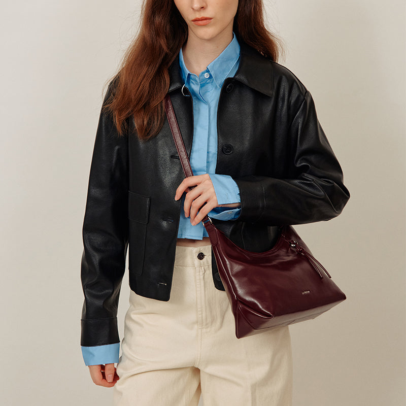 LA FESTIN Leather Shoulder Bag Casual Crossbody Bag Trend Handbag for Women Fashion Design Underarm Bag
