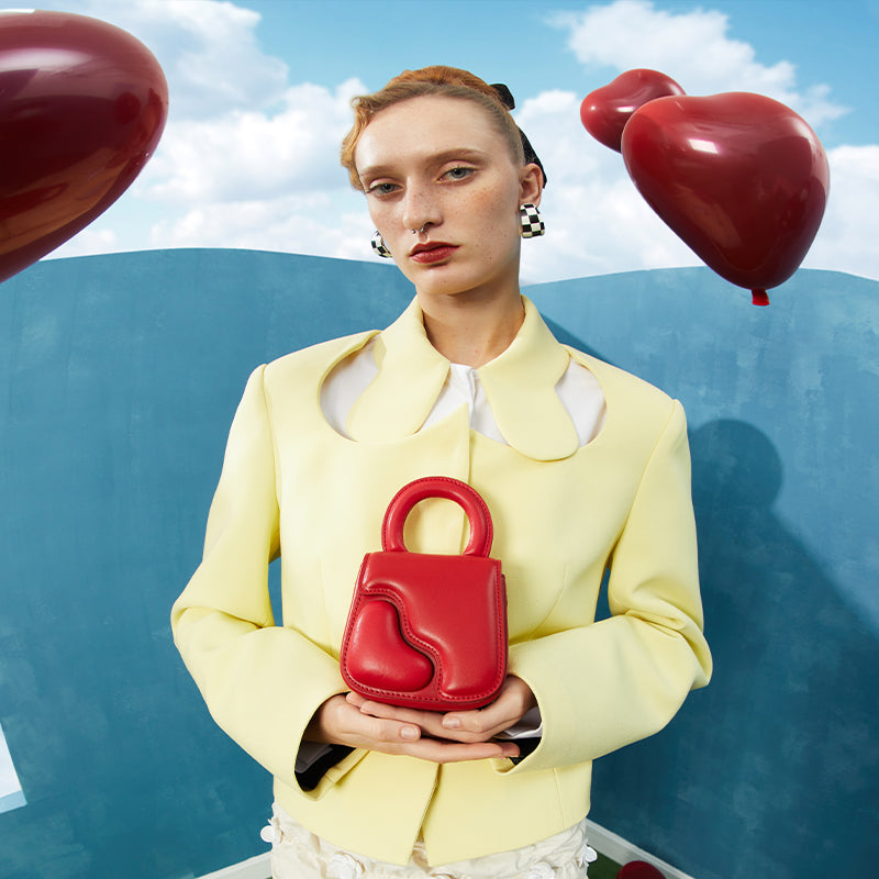 LA FESTIN New Heart Bag With Mirror Handbag Women 2025 Fashion Design Shoulder Bag Leather Cross body Mini Bag