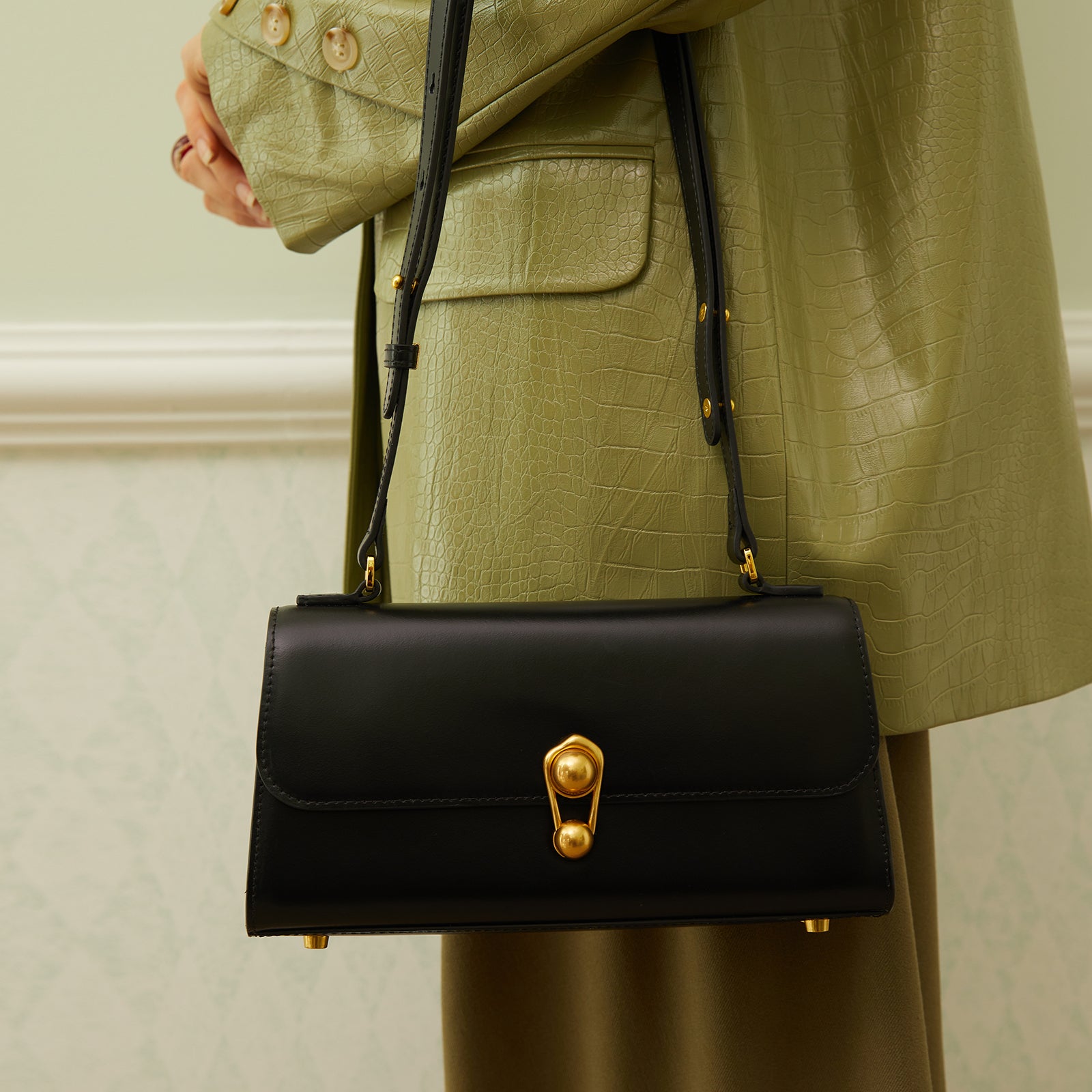 LAFESTIN Leather Shoulder Bag for Women Fashion Design Handbag Lady Wallet Retro Crossbody Bag