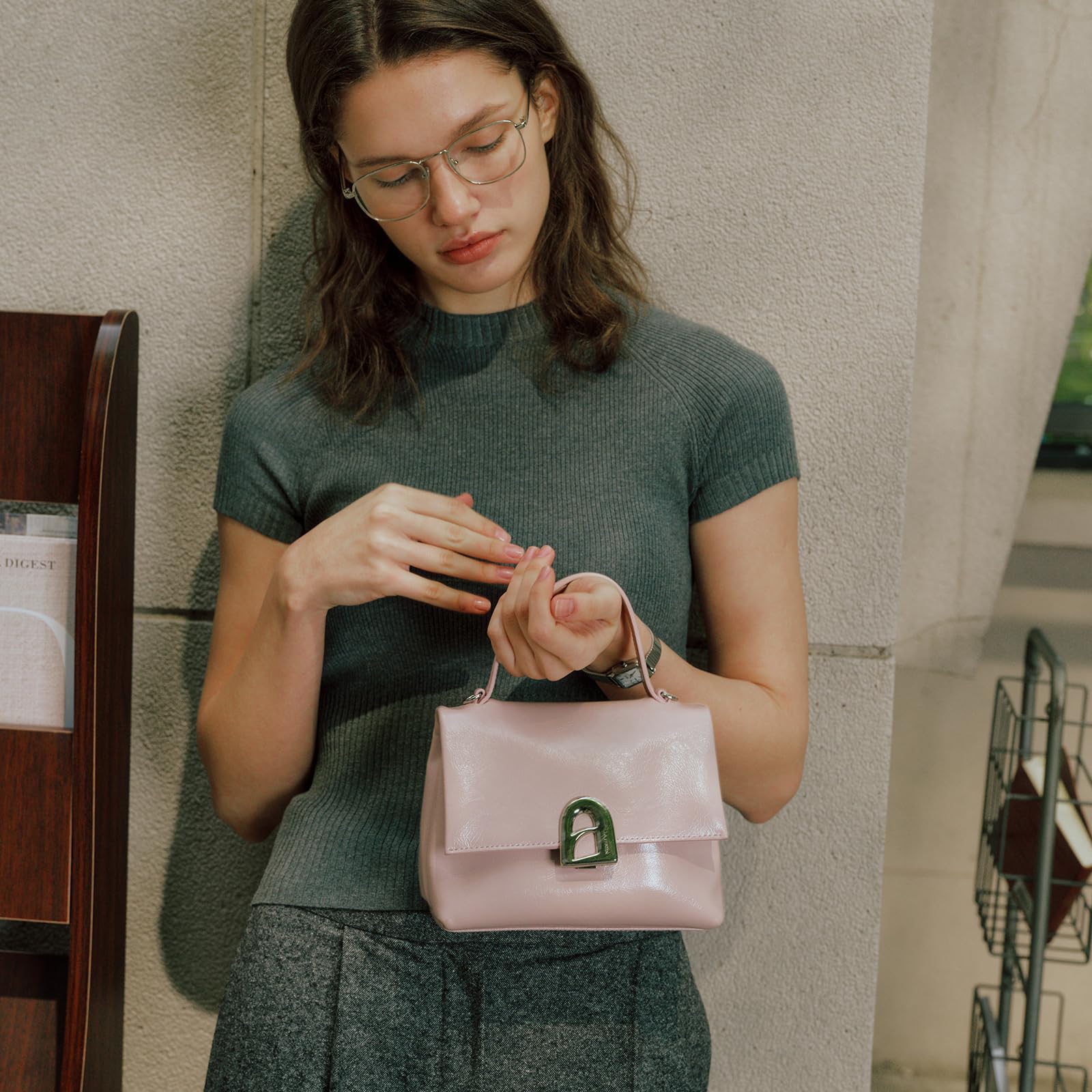 Leather Pink Hand Purse