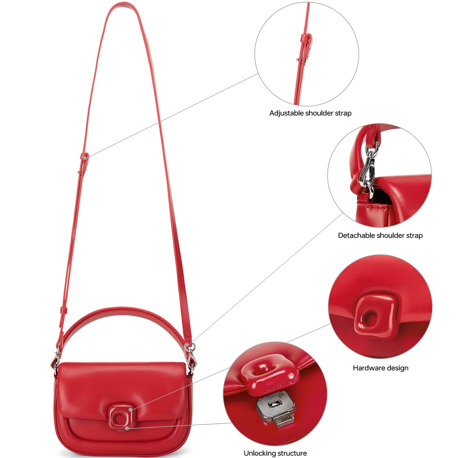 LA FESTIN Top Handle Bag For Women Fashion Design Shoulder Bag with Adjustable Cross body Bag